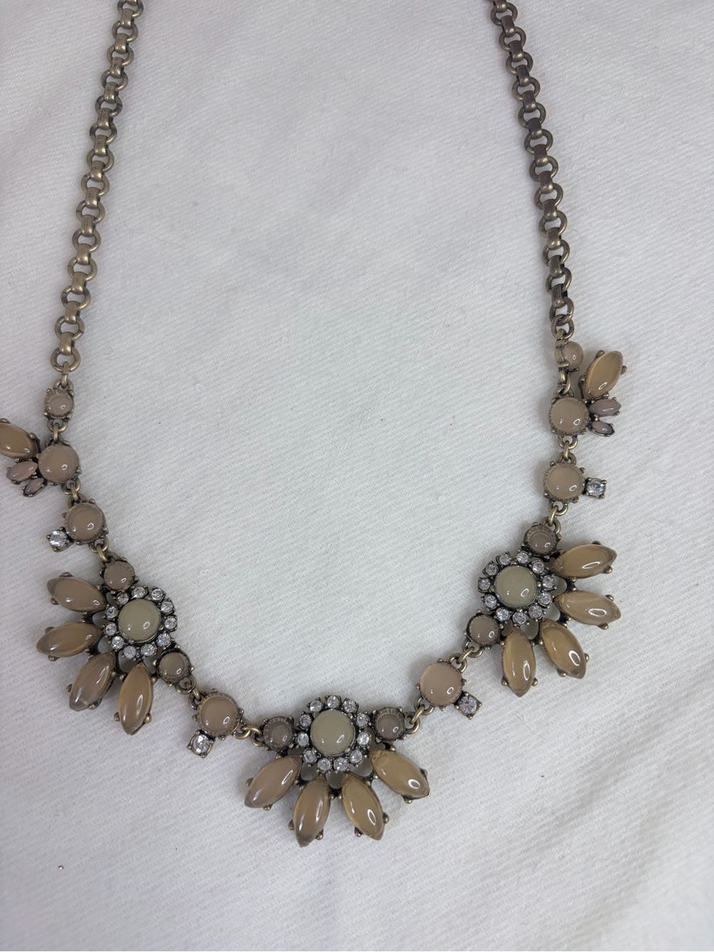 J.Crew Taupe Floral Statement Necklace - 24"
